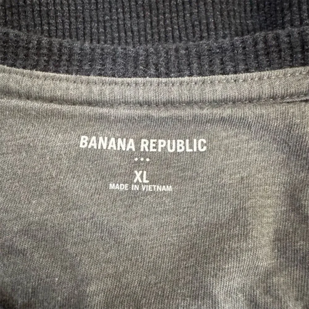 Banana Republic Waffle Knit Blue Striped Crewneck Long Sleeve Shirt Men's XL